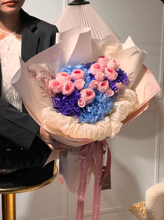 Snow Peony Blooms | Preserved Peony and Roses  | Luxurious