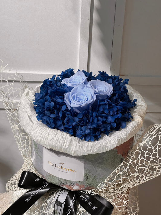 Gyros in Blue | Preserved Roses | Round Blooms in Petite