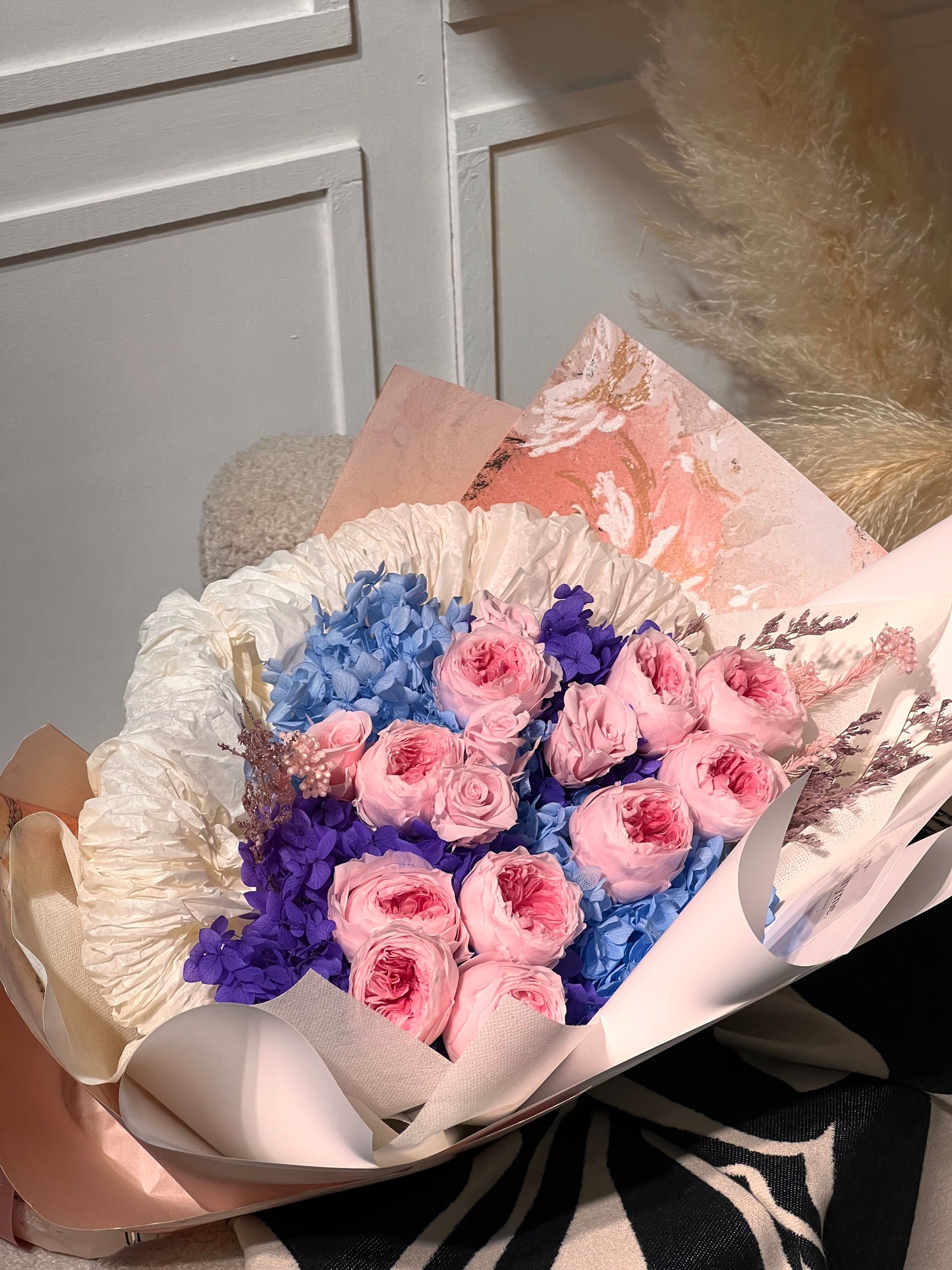 Snow Peony Blooms | Preserved Peony and Roses  | Luxurious