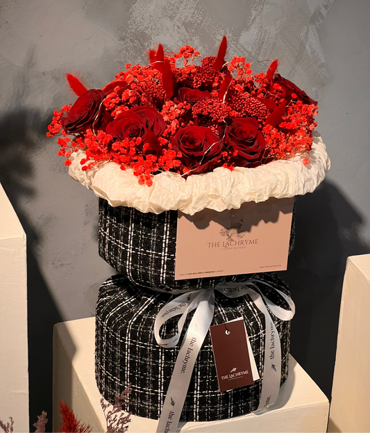 Million Roses with Preserved Fillers | 12 Premium Roses | Round Blooms